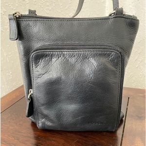 VTG Fossil Black Pebbled Leather Crossbody Bag